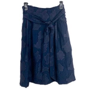 Karl Lagerfeld Paris Womens SZ 2 Navy Blue Burnout Floral A-Line Tie Skirt | NWT